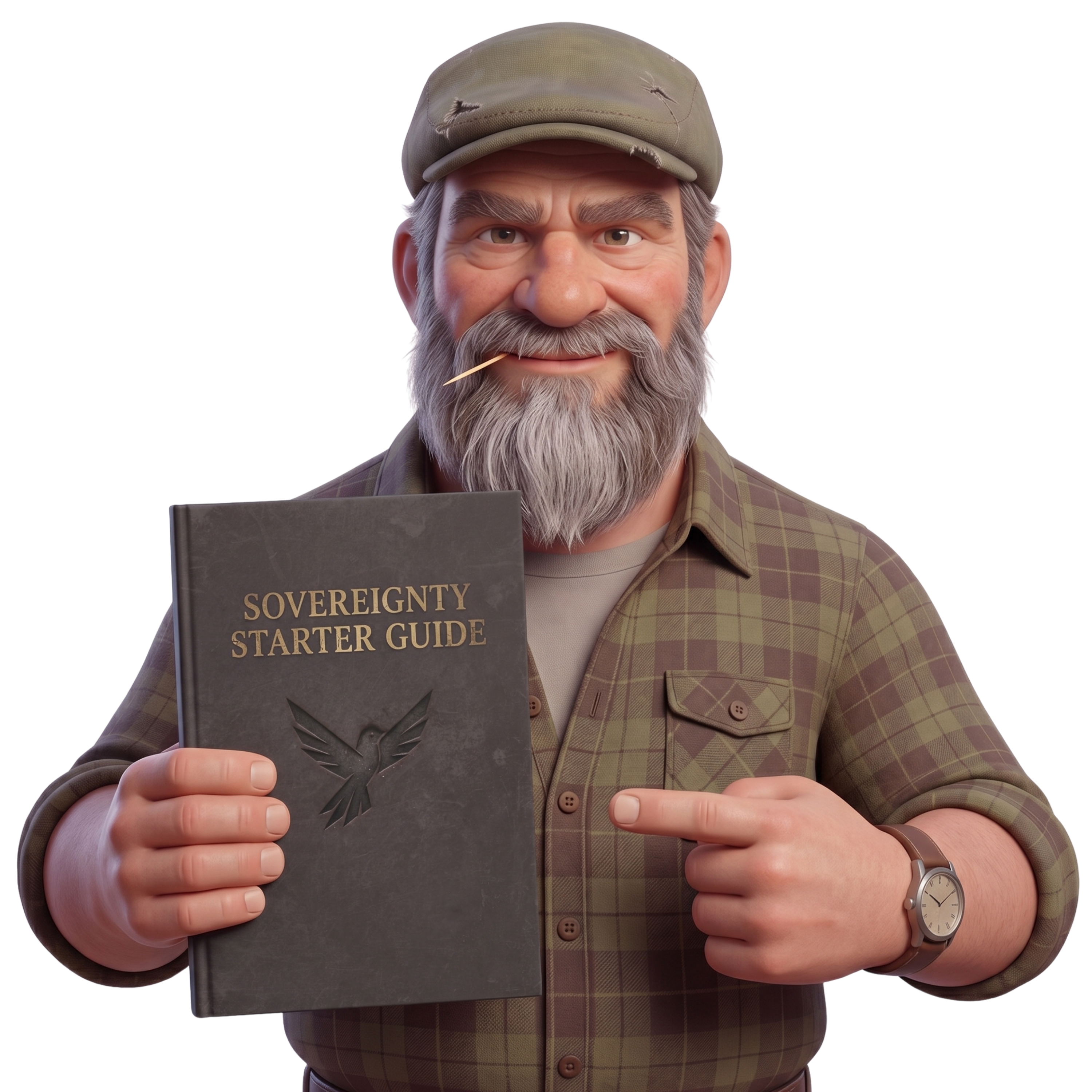 Character holding The Sovereignty Starter Guide